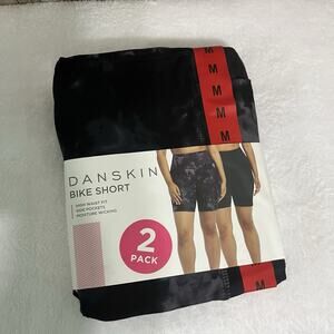 Danskin Women's 2-Pack Bike Shorts, Black Salt/Black Camo, Size M